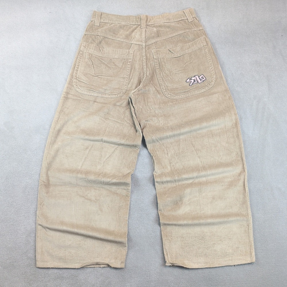 Solo Jeans Size 34 Mens Vintage 90s Baggy Wide Leg Corduroy Skater Pants Tan USA